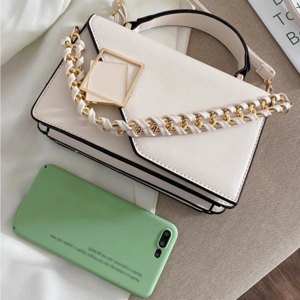 Fashion Metal Decor Square Handbag Mini Chain Flap Purse